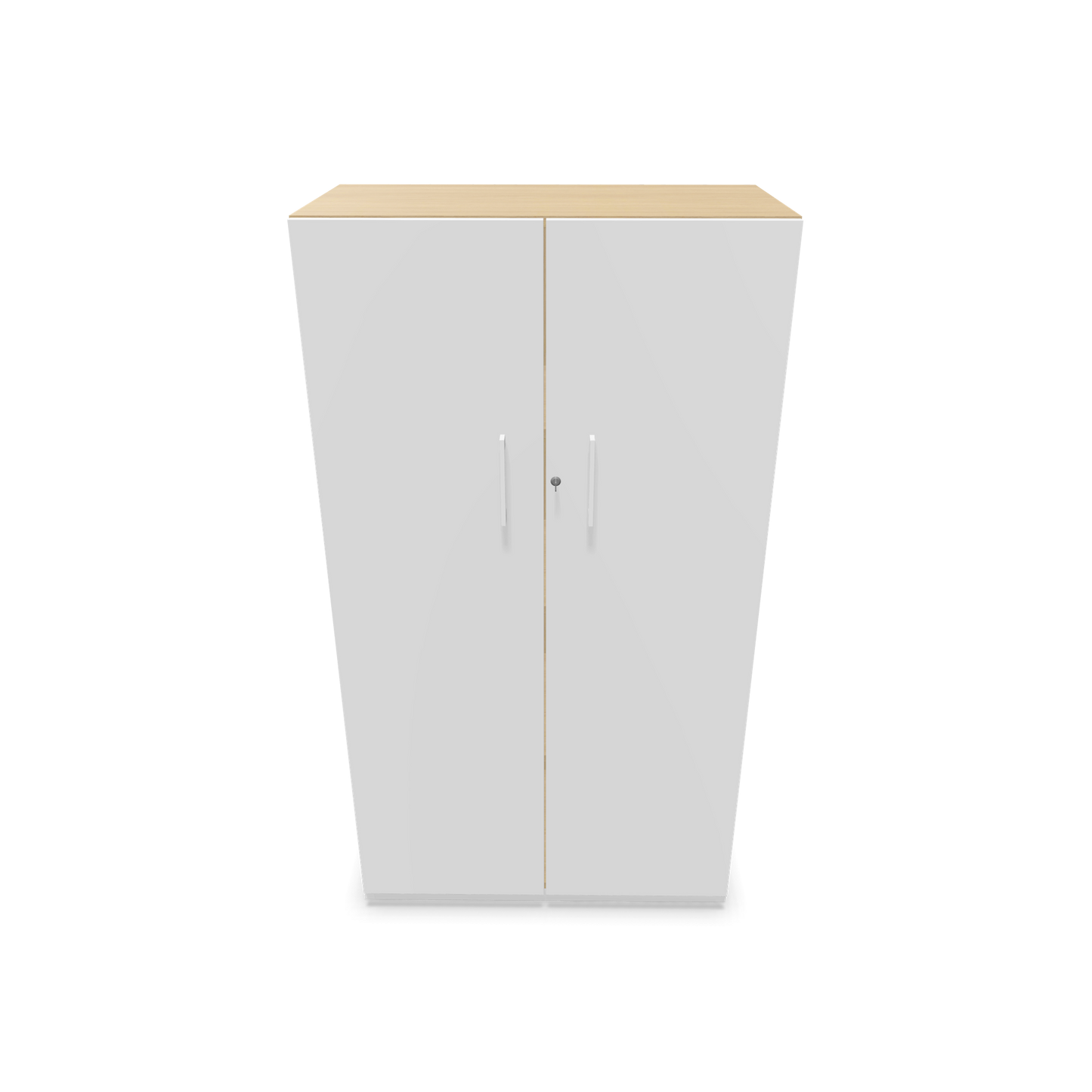 Choice Flügeltürschrank 4-OH - 800mm - Griff und Sockel Weiss - Kubus Eichendekor - Front Weiss Frontansicht - 6030386