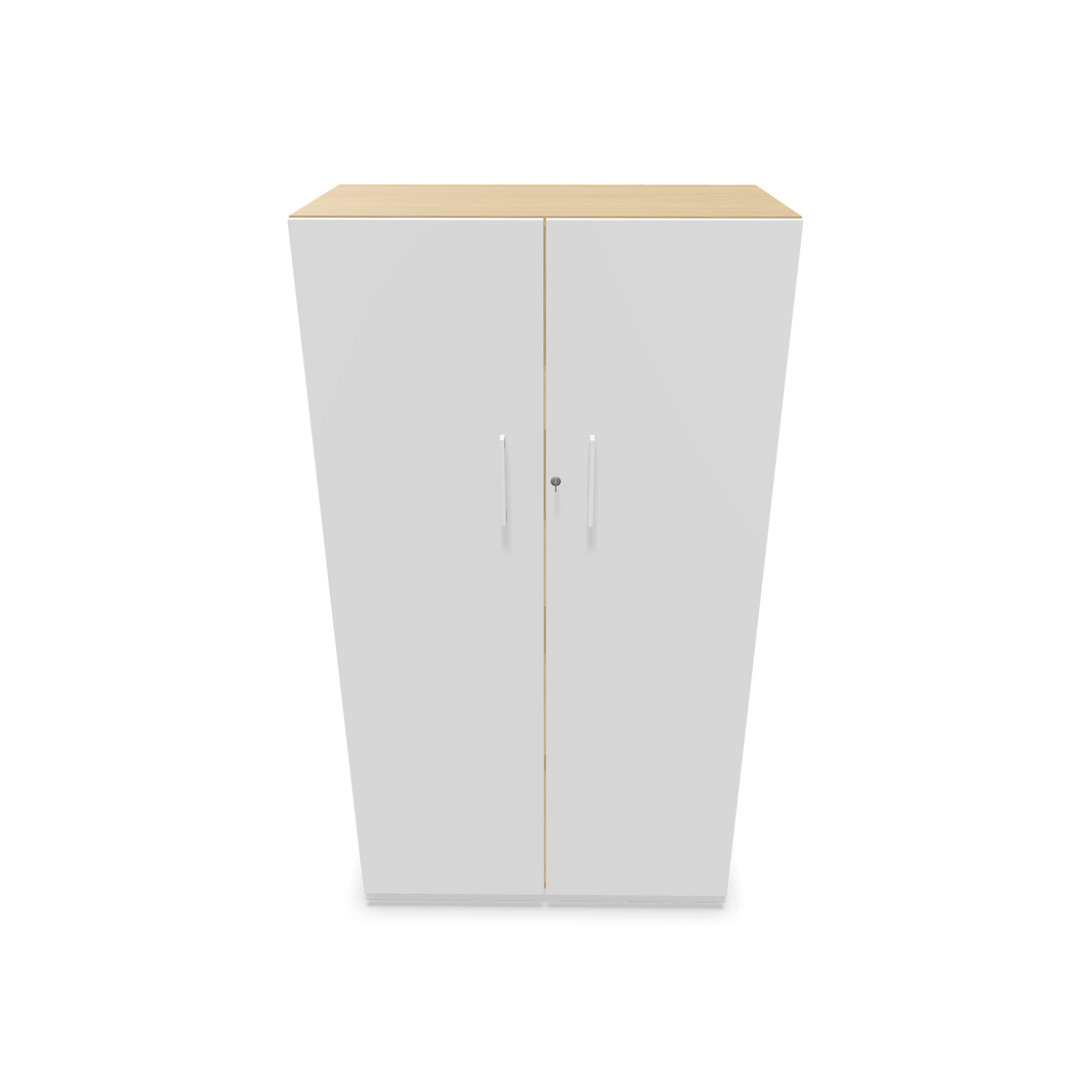 Choice Flügeltürschrank 4-OH - 800mm - Griff und Sockel Weiss - Kubus Eichendekor - Front Weiss Frontansicht - 6030386