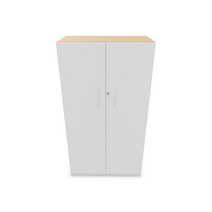 Choice Flügeltürschrank 4-OH - 800mm - Griff und Sockel Weiss - Kubus Eichendekor - Front Weiss Frontansicht - 6030386