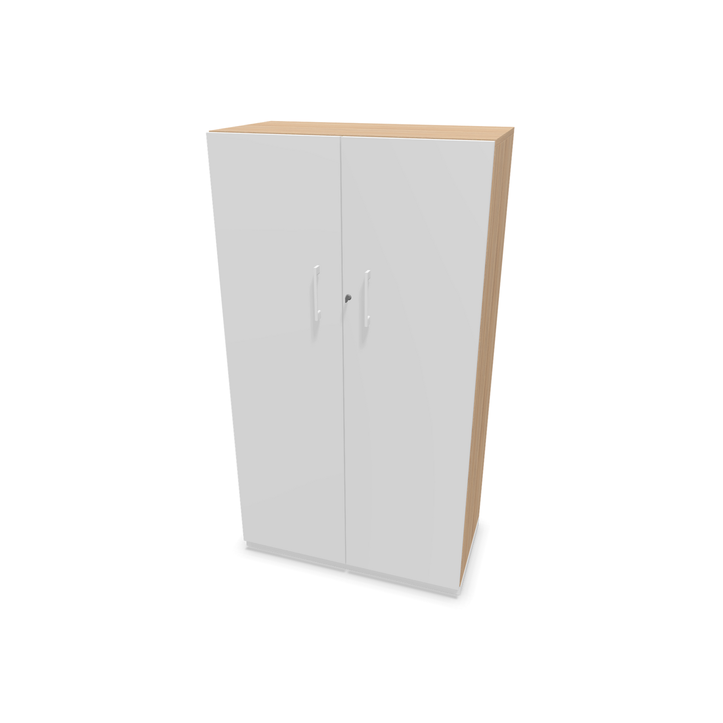 Choice Flügeltürschrank 4-OH - 800mm - Griff und Sockel Weiss - Kubus Bernsteineichendekor - Front Weiss - 6030391