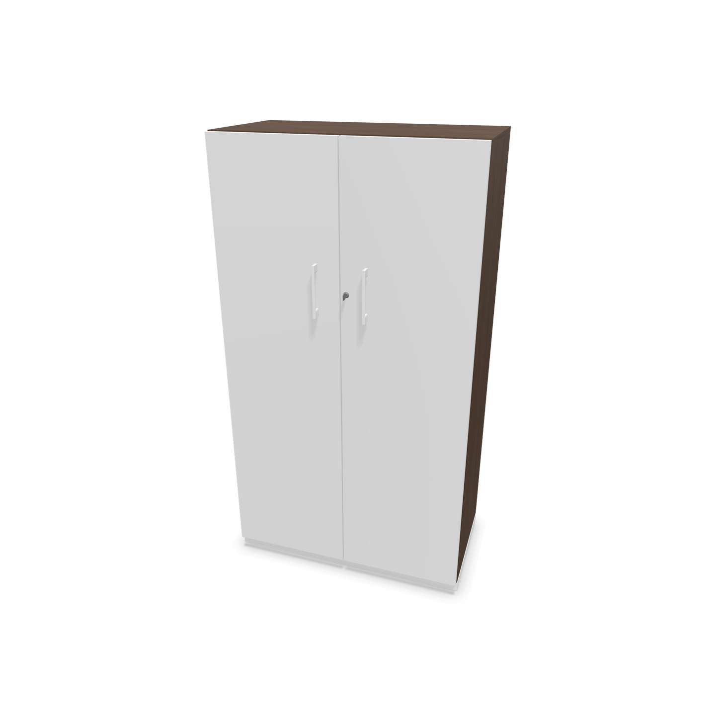 Choice Flügeltürschrank 4-OH - 800mm - Griff und Sockel Weiss - Kubus Nussbaumdekor - Front Weiss - 6030401