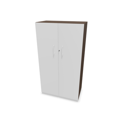 Choice Flügeltürschrank 4-OH - 800mm - Griff und Sockel Weiss - Kubus Nussbaumdekor - Front Weiss - 6030401