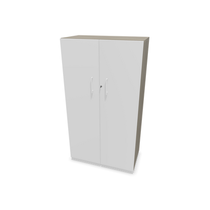 Choice Flügeltürschrank 4-OH - 800mm - Griff und Sockel Weiss - Kubus Holzdekor grau - Front Weiss - 6030406