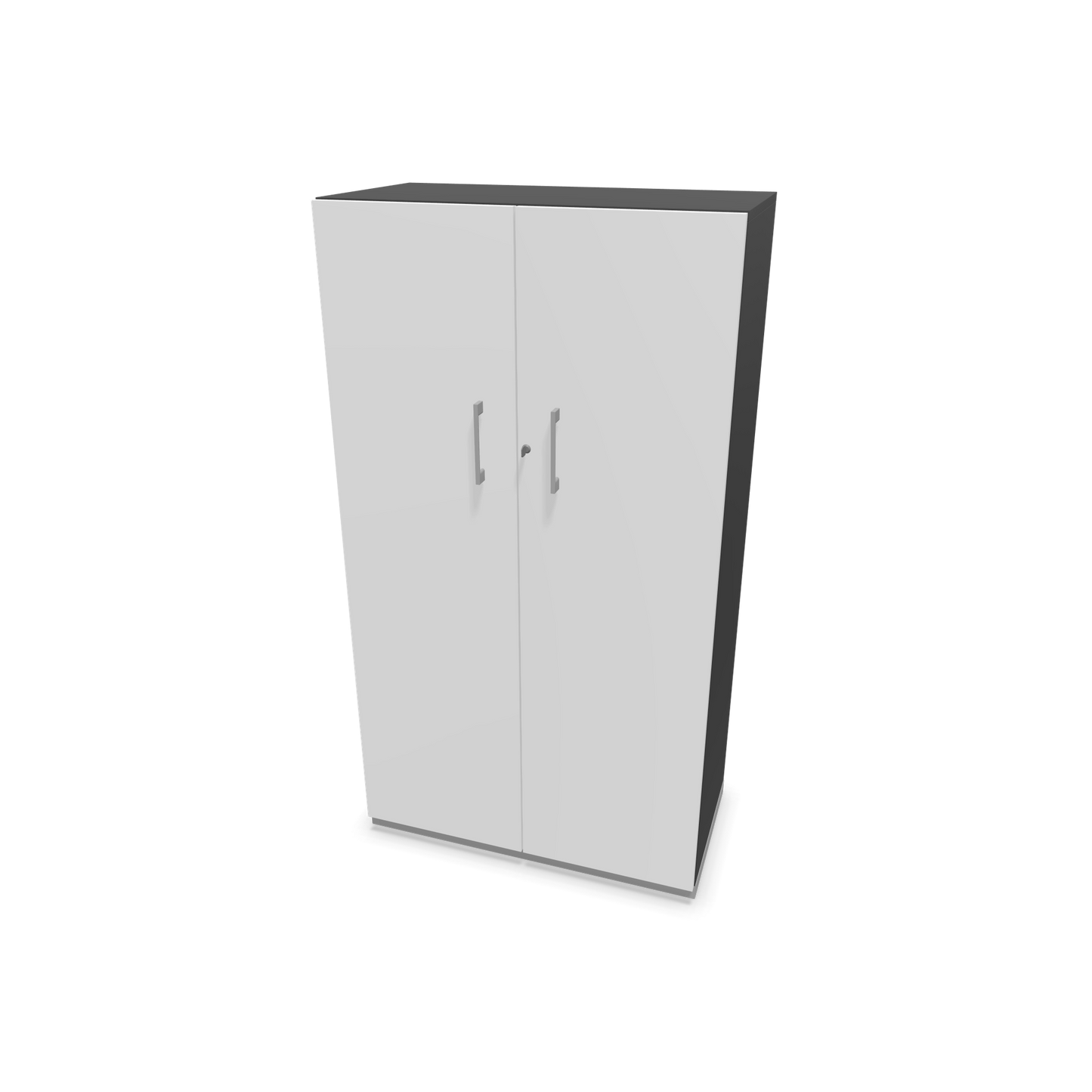 Choice Flügeltürschrank 4-OH - 800mm - Griff und Sockel Silbergrau - Kubus Dunkelgrau - Front Weiss - 6030485