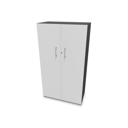 Choice Flügeltürschrank 4-OH - 800mm - Griff und Sockel Silbergrau - Kubus Dunkelgrau - Front Weiss - 6030485