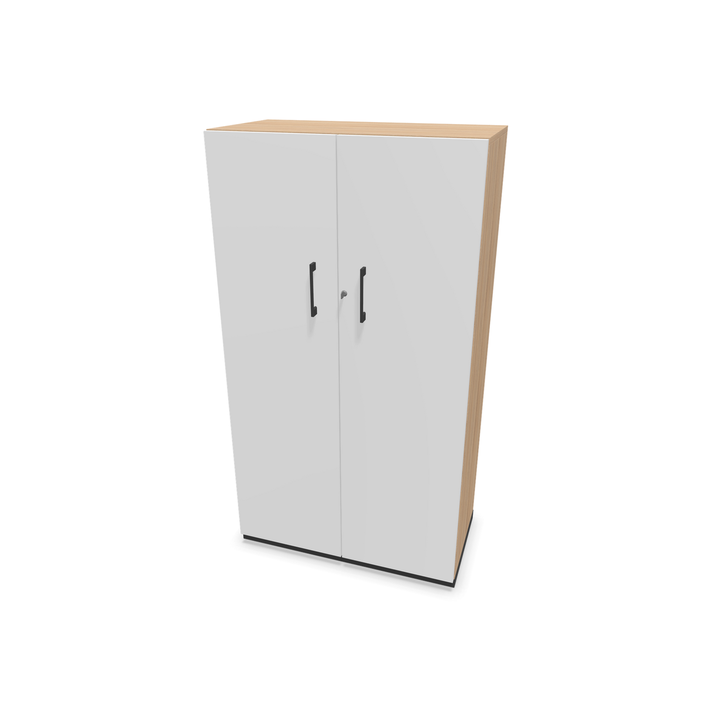 Choice Flügeltürschrank 4-OH - 800mm - Griff und Sockel Dunkelgraugrau - Kubus Bernsteineichendekor - Front Weiss - 6030513