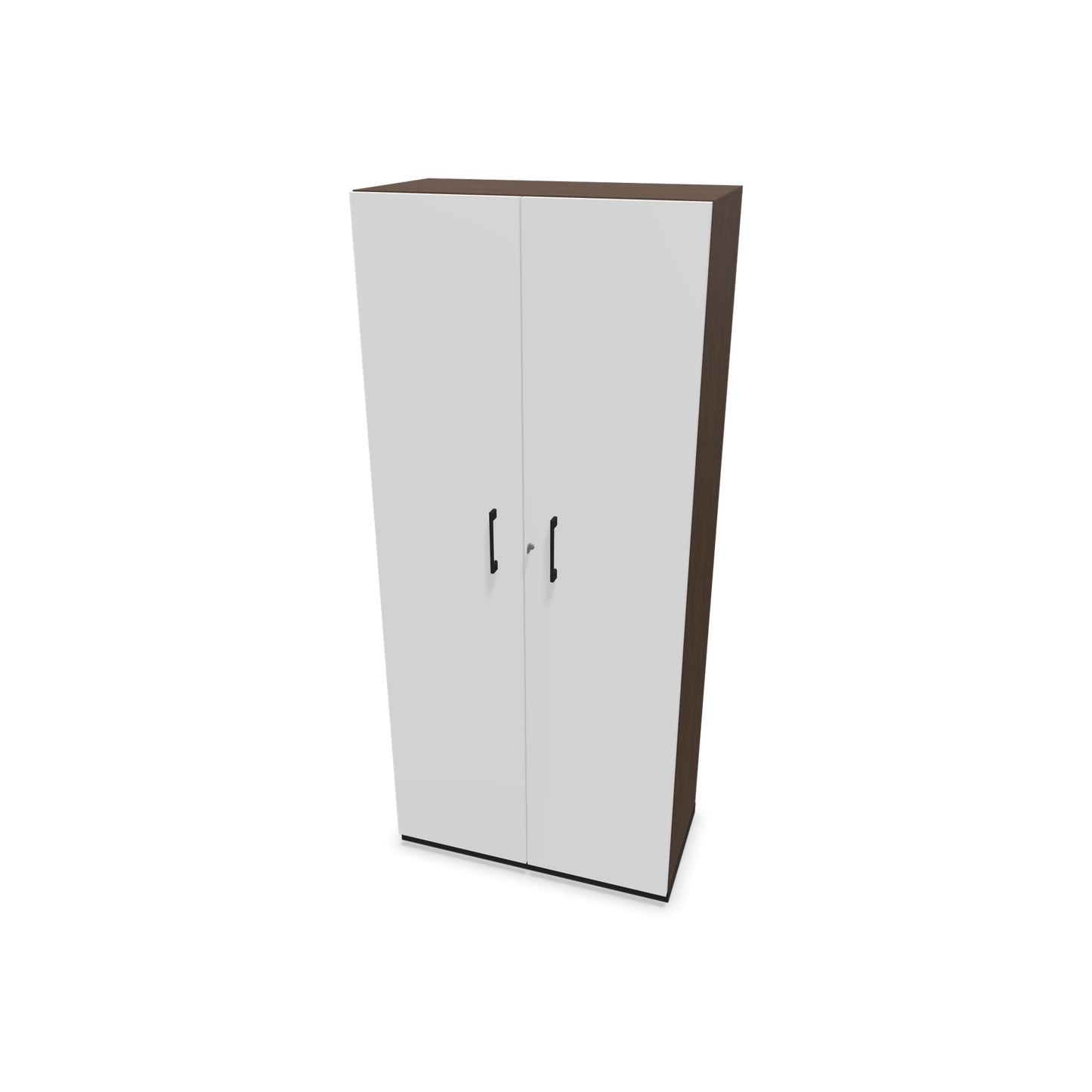 Choice Flügeltürschrank 5-OH - 800mm - Griff und Sockel Schwarz - Kubus Nussbaumdekor - Front Weiss - 6030599