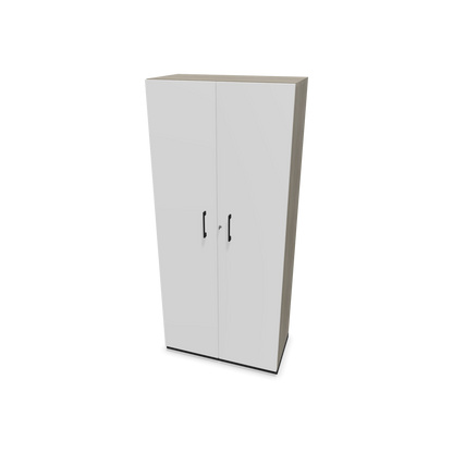 Choice Flügeltürschrank 5-OH - 800mm - Griff und Sockel Schwarz - Kubus Holzdekor grau - Front Weiss - 6030604