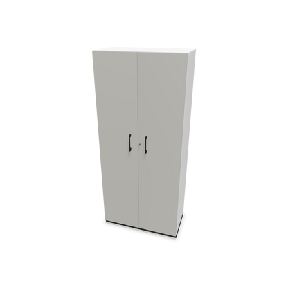 Choice Flügeltürschrank 5-OH - 800mm - Griff und Sockel Schwarz - Kubus Weiss - Front Perlgrau - 6030615