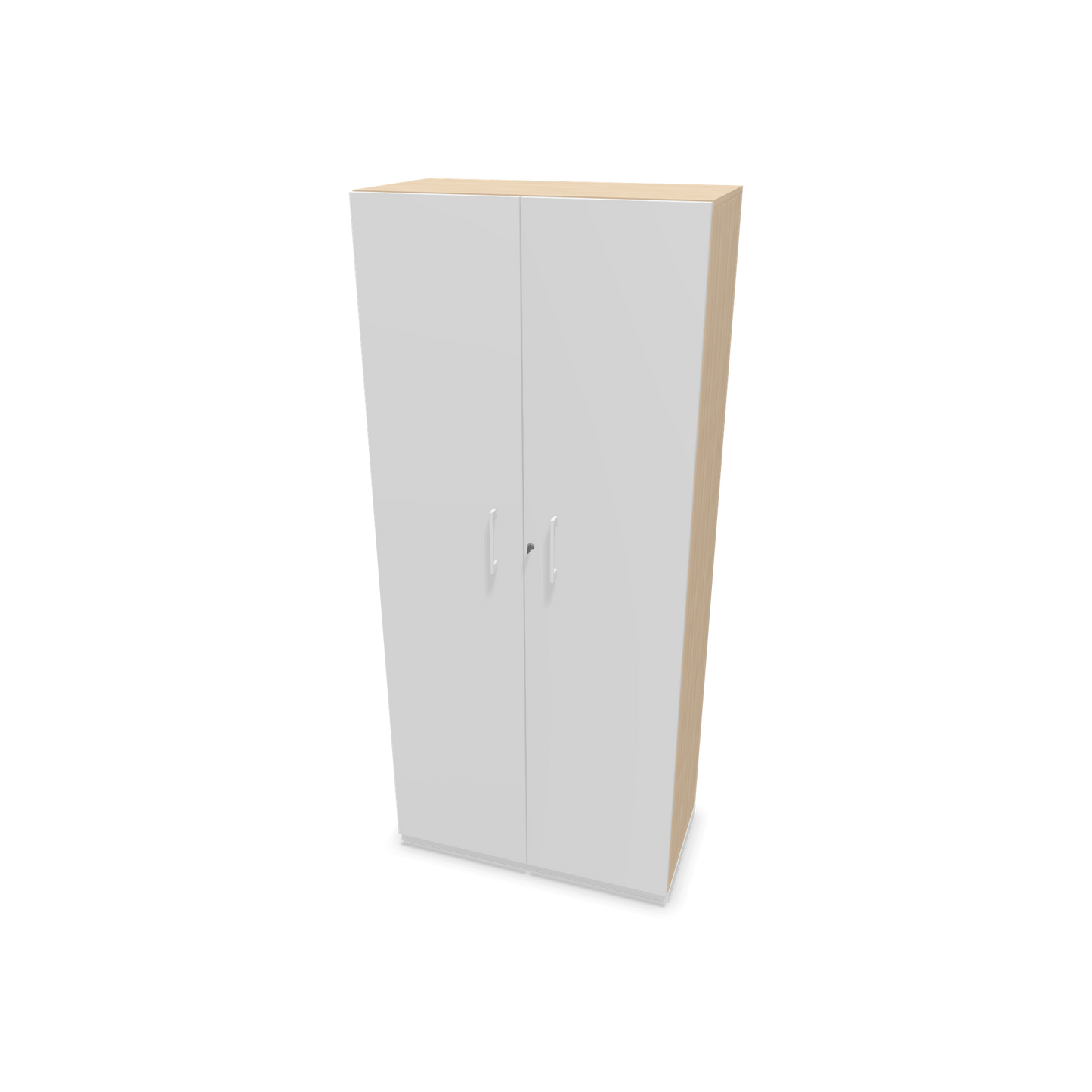 Choice Flügeltürschrank 5-OH - 800mm - Griff und Sockel Weiss - Kubus Eschenddekor - Front Weiss - 6030656