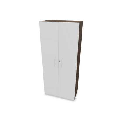 Choice Flügeltürschrank 5-OH - 800mm - Griff und Sockel Weiss - Kubus Nussbaumddekor - Front Weiss - 6030661