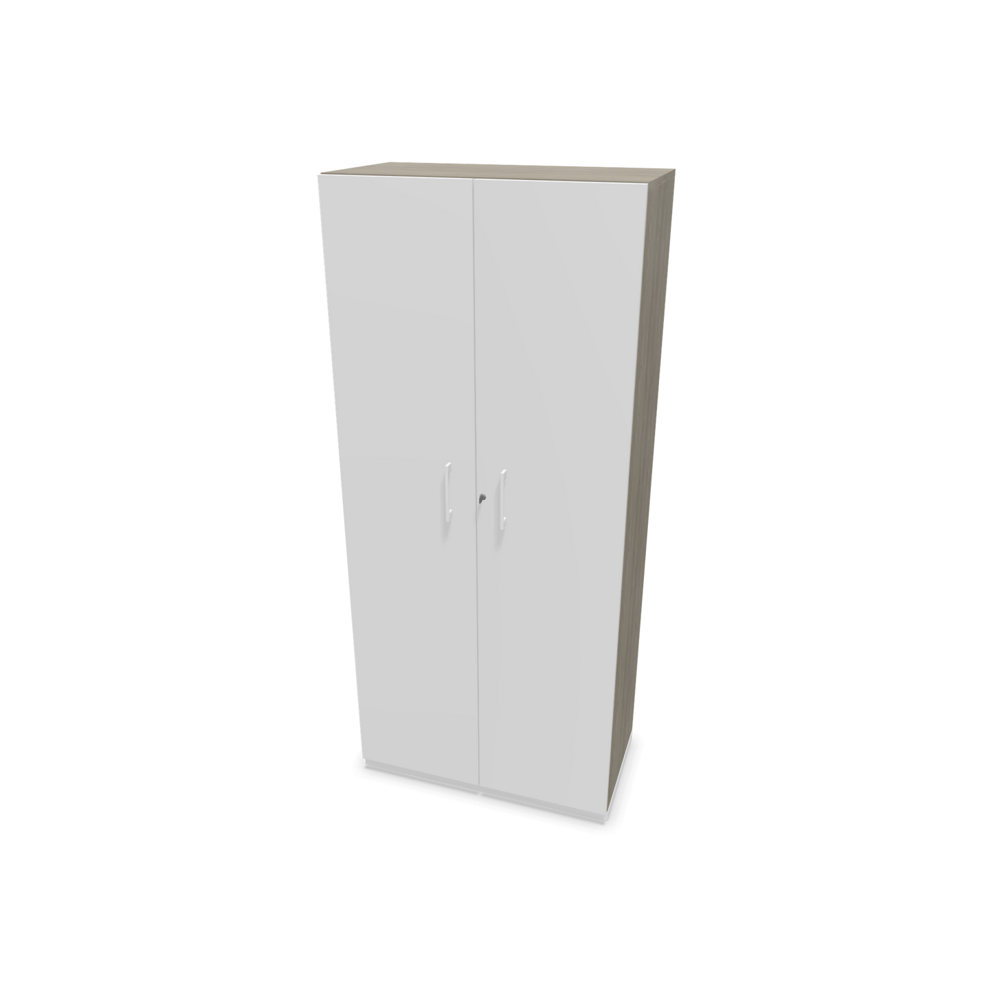 Choice Flügeltürschrank 5-OH - 800mm - Griff und Sockel Weiss - Kubus Holzdekor grau - Front Weiss - 6030666