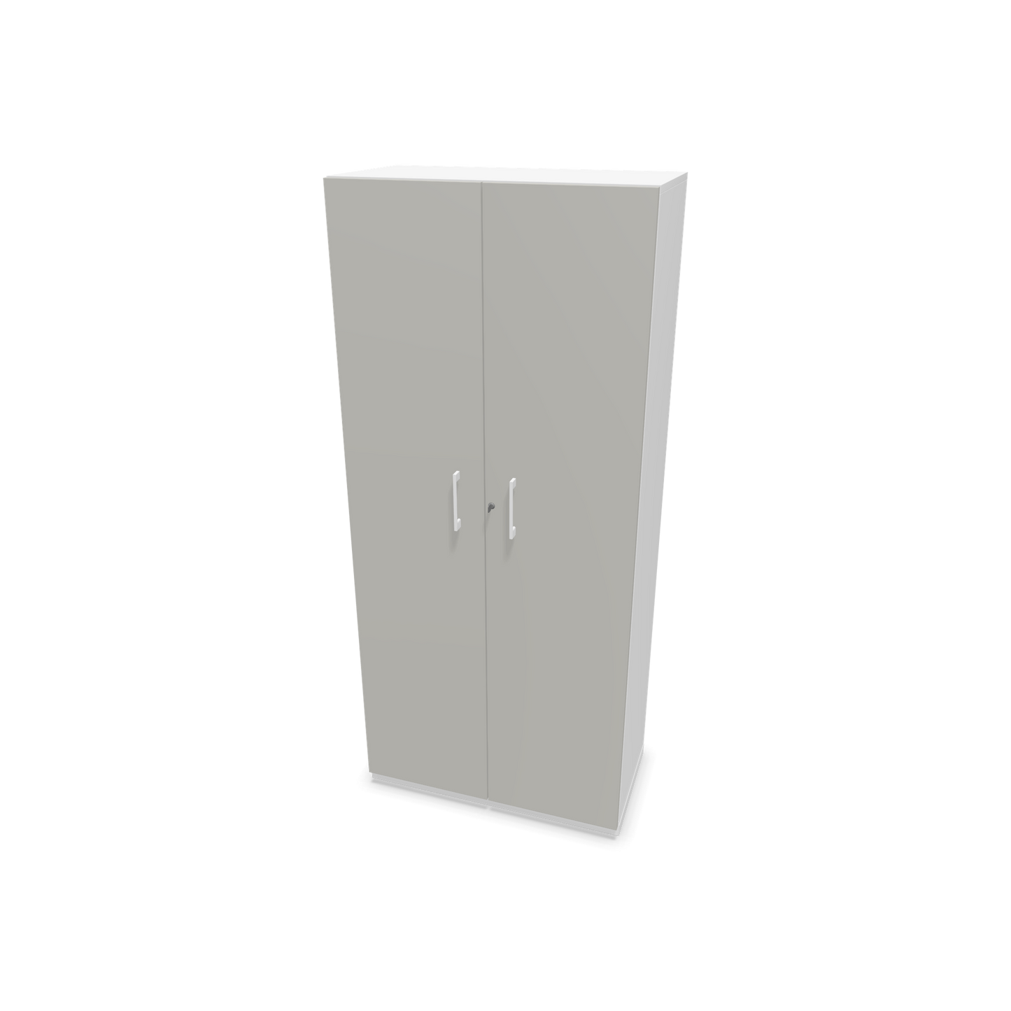 Choice Flügeltürschrank 5-OH - 800mm - Griff und Sockel Weiss - Kubus Weiss - Front Perlgrau - 6030678