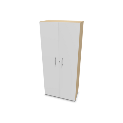 Choice Flügeltürschrank 5-OH - 800mm - Griff und Sockel Silbergrau - Kubus Eichendekor - Front Weiss - 6030709