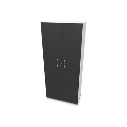 Choice Flügeltürschrank 5-OH - 800mm - Griff und Sockel Silbergrau - Kubus Weiss - Front Dunkelgrau - 6030739