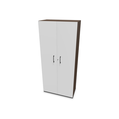 Choice Flügeltürschrank 5-OH - 800mm - Griff und Sockel Dunkelgrau - Kubus Nussbaumdekor - Front Weiss - 6030785