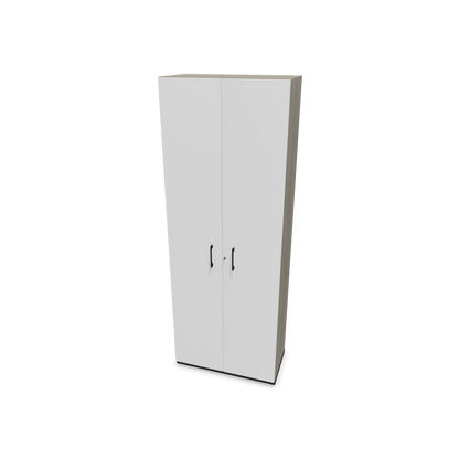 Narbutas Choice Flügeltürschrank 6-OH - 800mm - Griff und Sockel Schwarz - Kubus Holzdekor grau - Front Weiss - 6030851