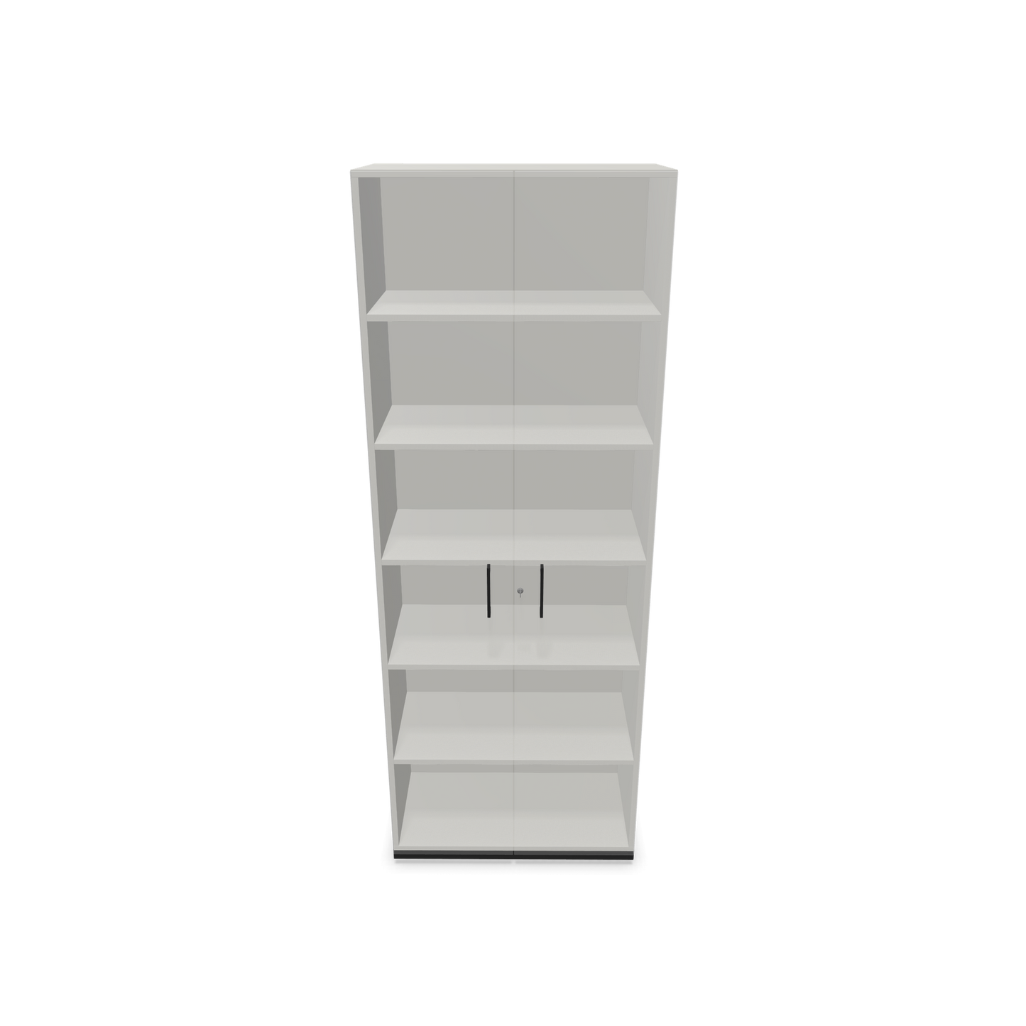 Narbutas Choice Flügeltürschrank 6-OH - 800mm - Griff und Sockel Schwarz - Kubus Perlgrau - Front Weiss Innenansicht - 6030887