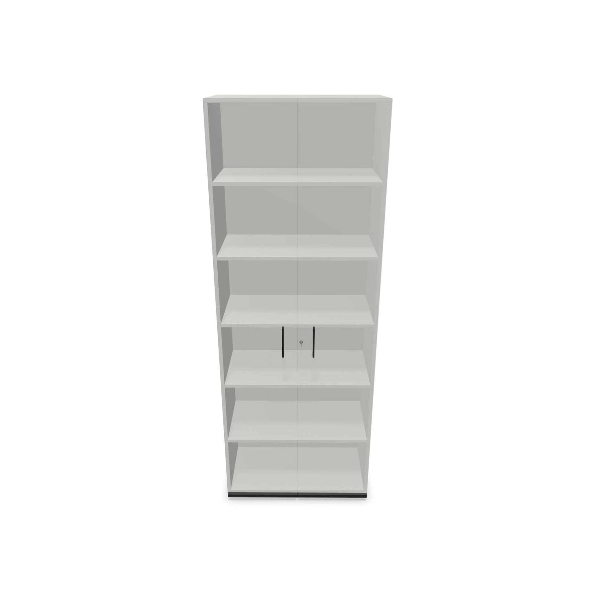 Narbutas Choice Flügeltürschrank 6-OH - 800mm - Griff und Sockel Schwarz - Kubus Perlgrau - Front Weiss Innenansicht - 6030887