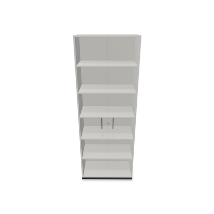 Narbutas Choice Flügeltürschrank 6-OH - 800mm - Griff und Sockel Schwarz - Kubus Perlgrau - Front Weiss Innenansicht - 6030887