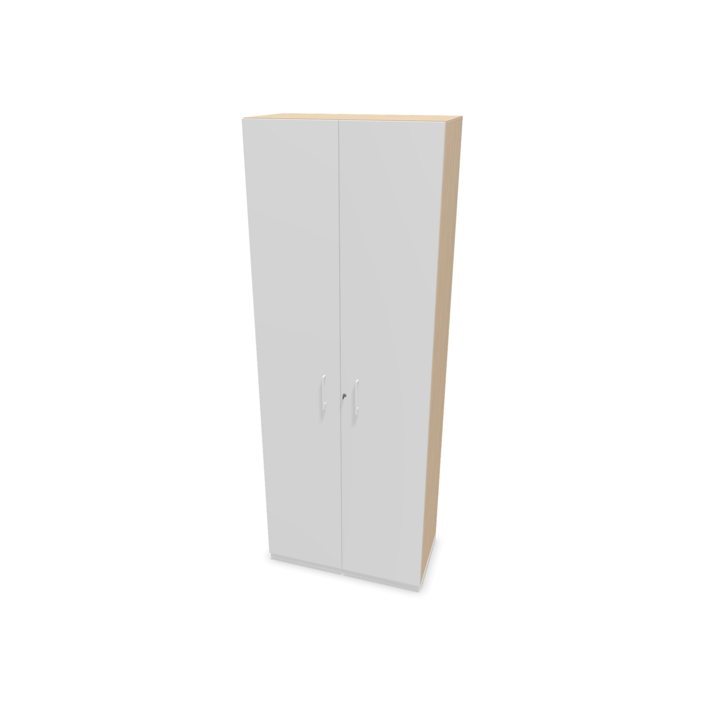 Narbutas Choice Flügeltürschrank 6-OH - 800mm - Griff und Sockel Weiss - Kubus Eschendekor - Front Weiss - 6030902