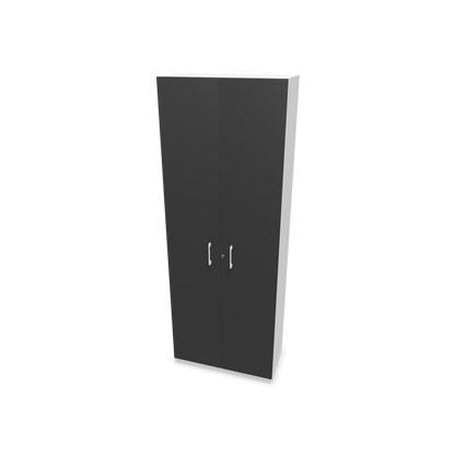 Narbutas Choice Flügeltürschrank 6-OH - 800mm - Griff und Sockel Weiss - Kubus Weiss - Front Dunkelgrau - 6030922