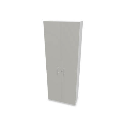 Narbutas Choice Flügeltürschrank 6-OH - 800mm - Griff und Sockel Weiss - Kubus Weiss - Front Perlgrau - 6030924