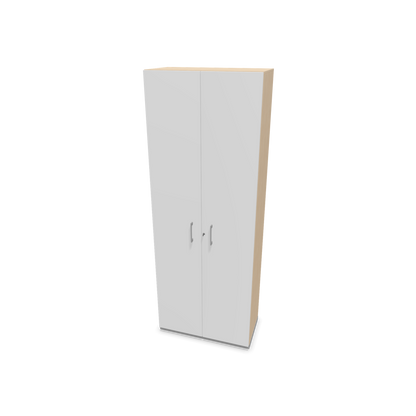 Narbutas Choice Flügeltürschrank 6-OH - 800mm - Griff und Sockel Silbergrau - Kubus Eschendekor - Front Weiss - 6030963