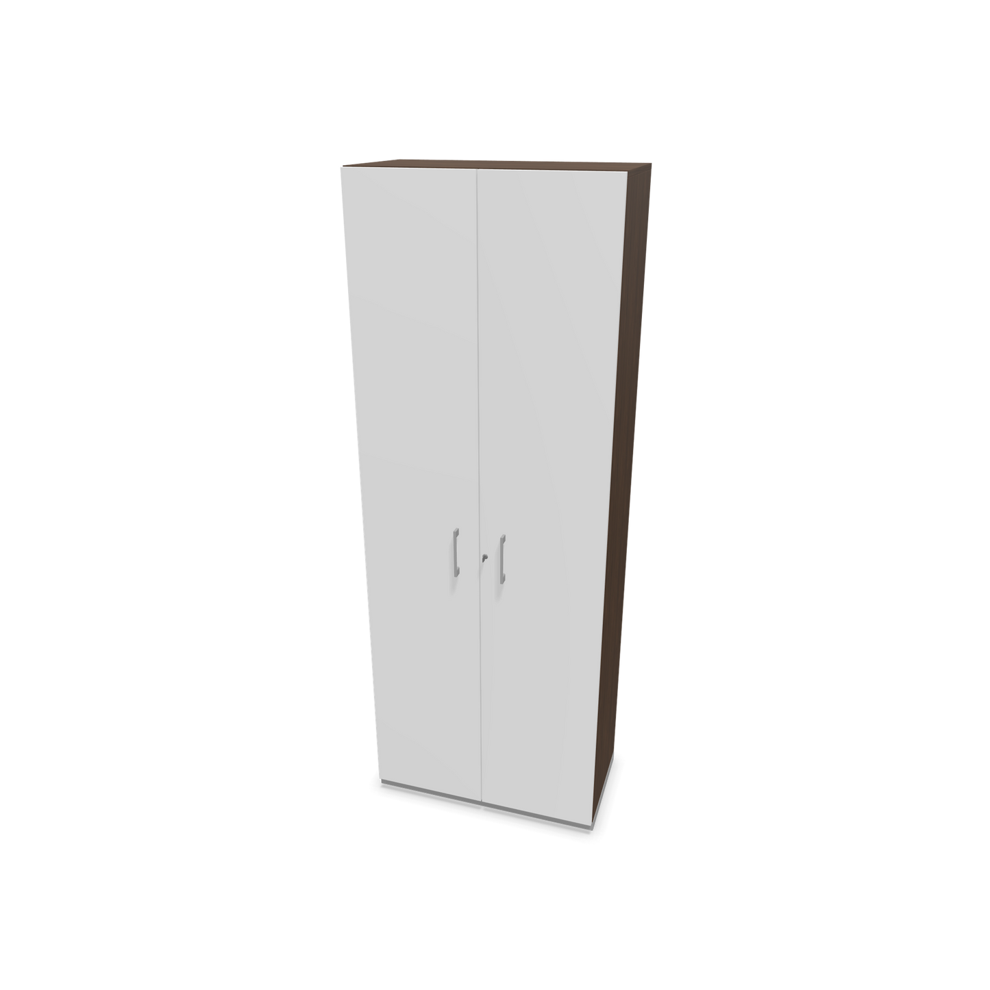 Narbutas Choice Flügeltürschrank 6-OH - 800mm - Griff und Sockel Silbergrau - Kubus Nussbaumdekor - Front Weiss - 6030968