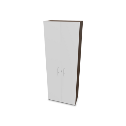 Narbutas Choice Flügeltürschrank 6-OH - 800mm - Griff und Sockel Silbergrau - Kubus Nussbaumdekor - Front Weiss - 6030968
