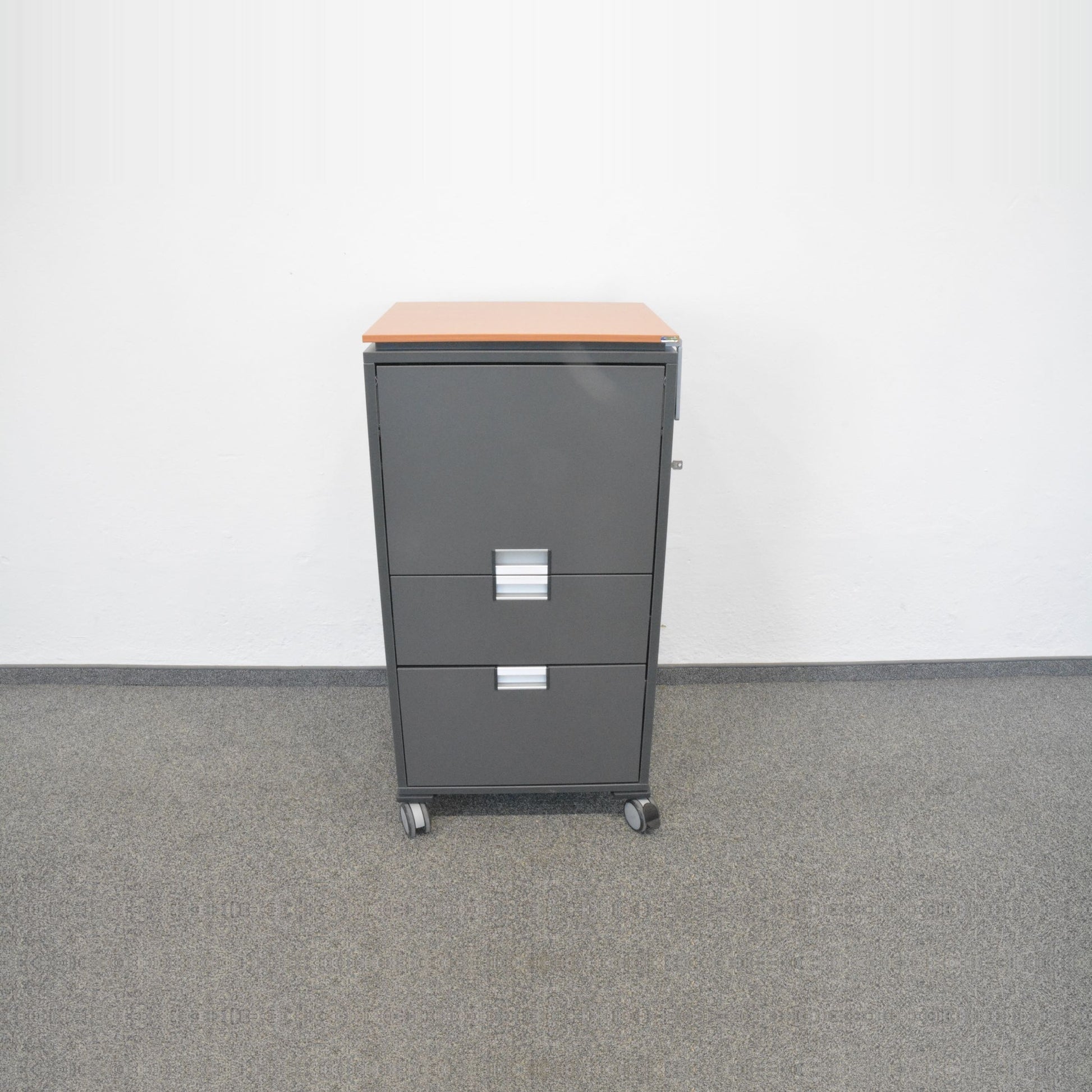 Steelcase Share It Roll-Caddy Spanplatte Anthrazit mit Holzdeckblatt
