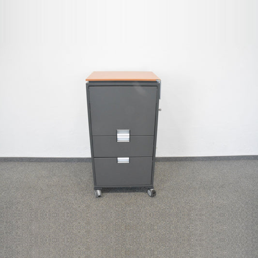 Steelcase Share It Roll-Caddy Spanplatte Anthrazit mit Holzdeckblatt