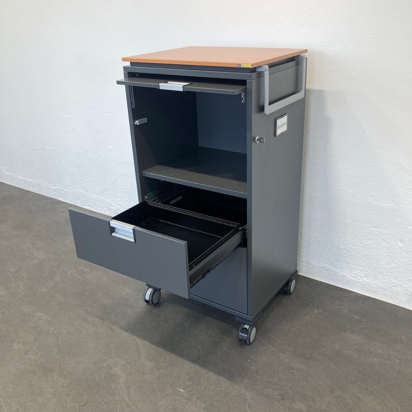 Steelcase Moby Roll-Caddy mit Breitschublade A6 offen - 6033591