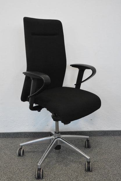 Girsberger Presto Bürodrehstuhl - mit Knopfschalter - Stoff Schwarz - Bogenarmlehnen