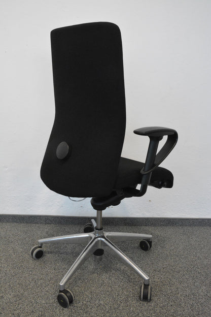 Girsberger Presto Bürodrehstuhl - mit Knopfschalter - Stoff Schwarz - Bogenarmlehnen