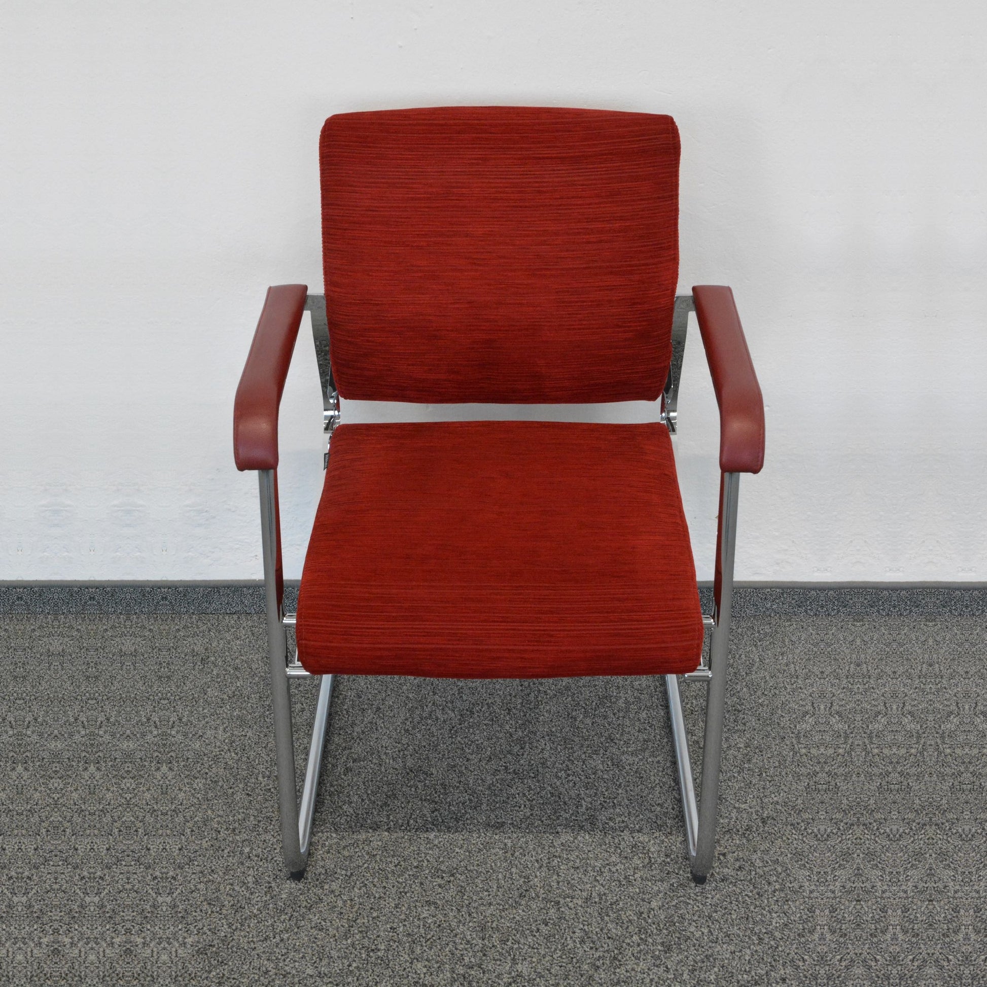 Wilkhahn Sito Freischwinger Stoffbezug Rot gemustert