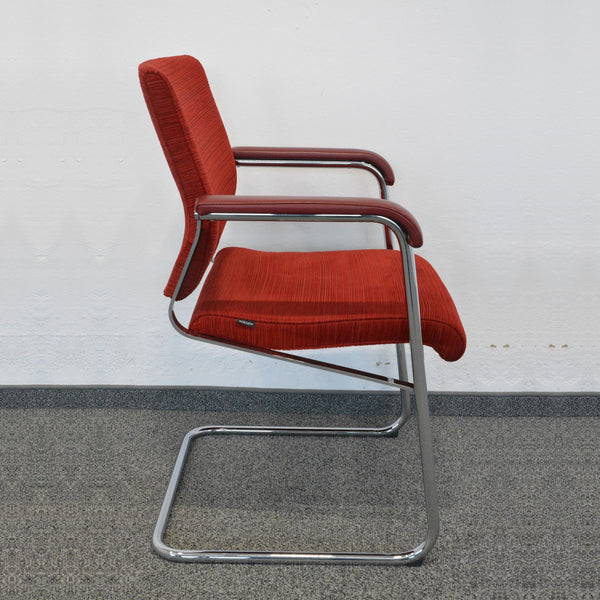 Wilkhahn Sito Freischwinger Stoff Rot gemustert