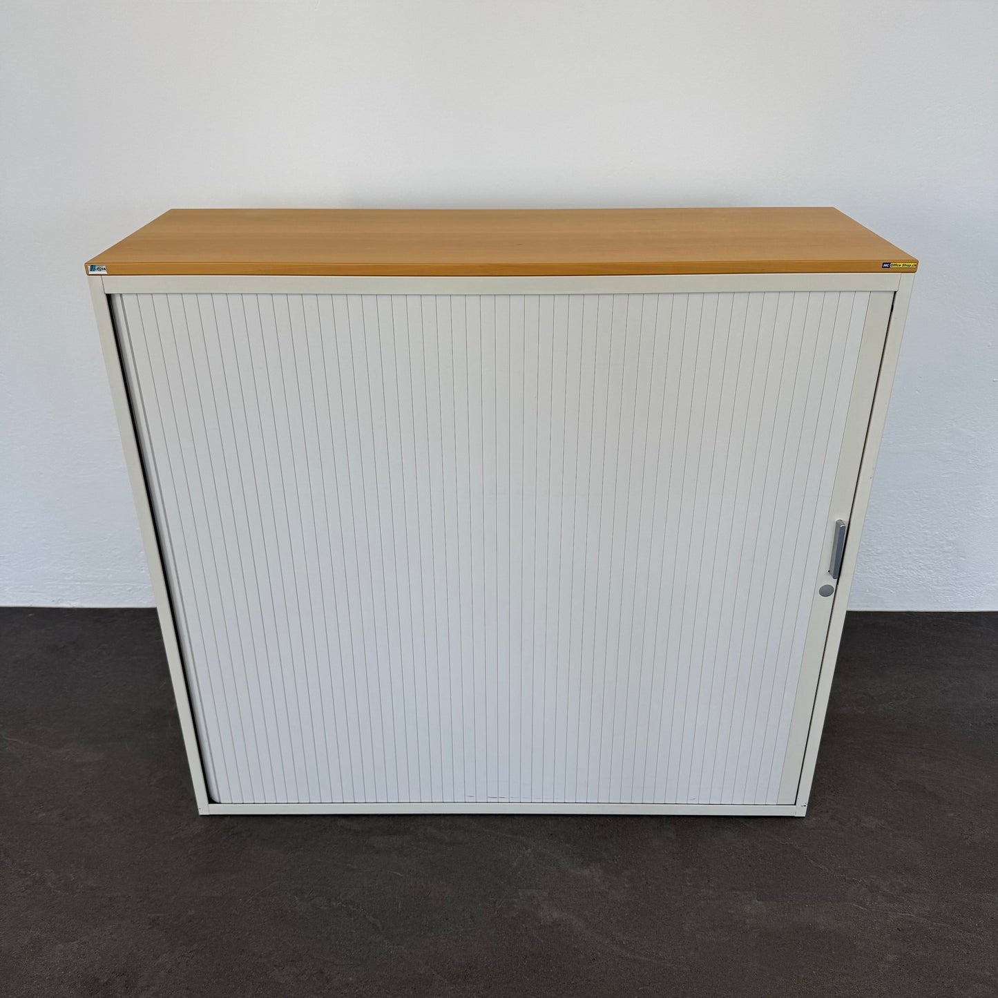 Lista Office Storage Lateralschrank Metall Weiss mit Holzdeckblatt