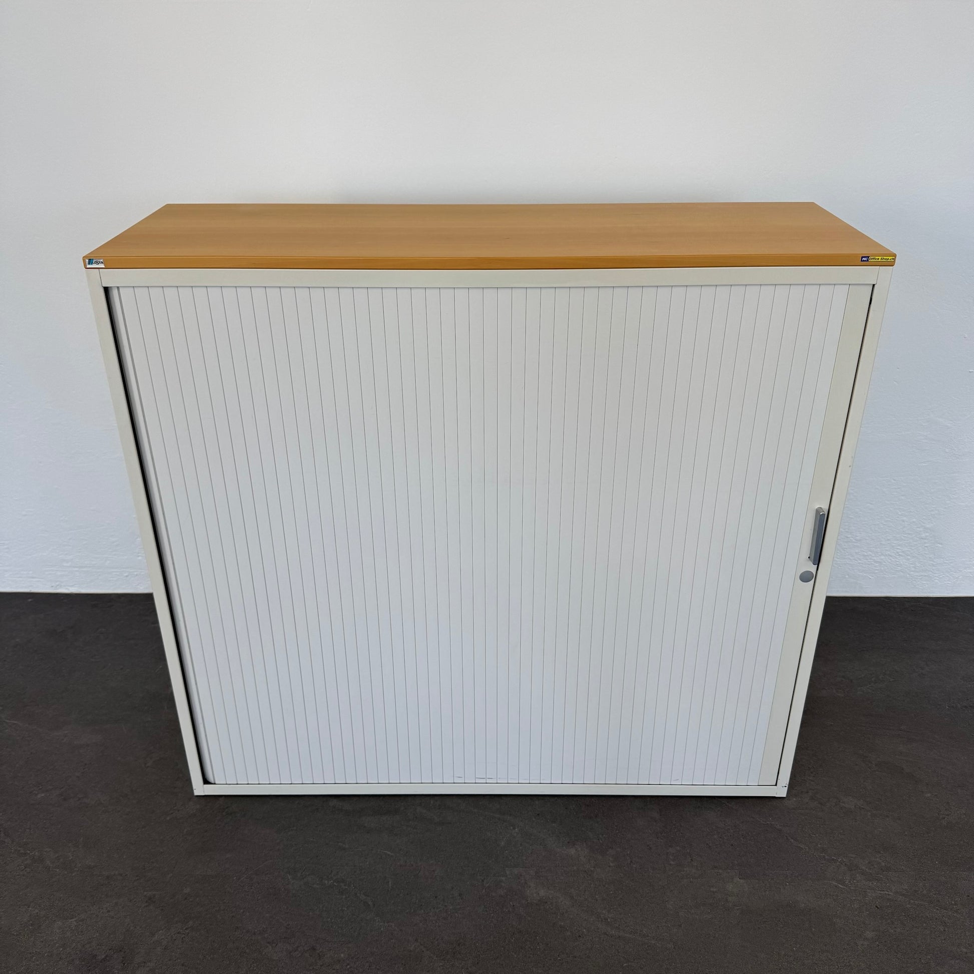 Lista Office Storage Lateralschrank Metall Weiss mit Holzdeckblatt