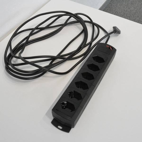 Max Hauri Prime Line Mehrfachstecker - Schwarz mit Resetschalter - 6 Anschlüsse