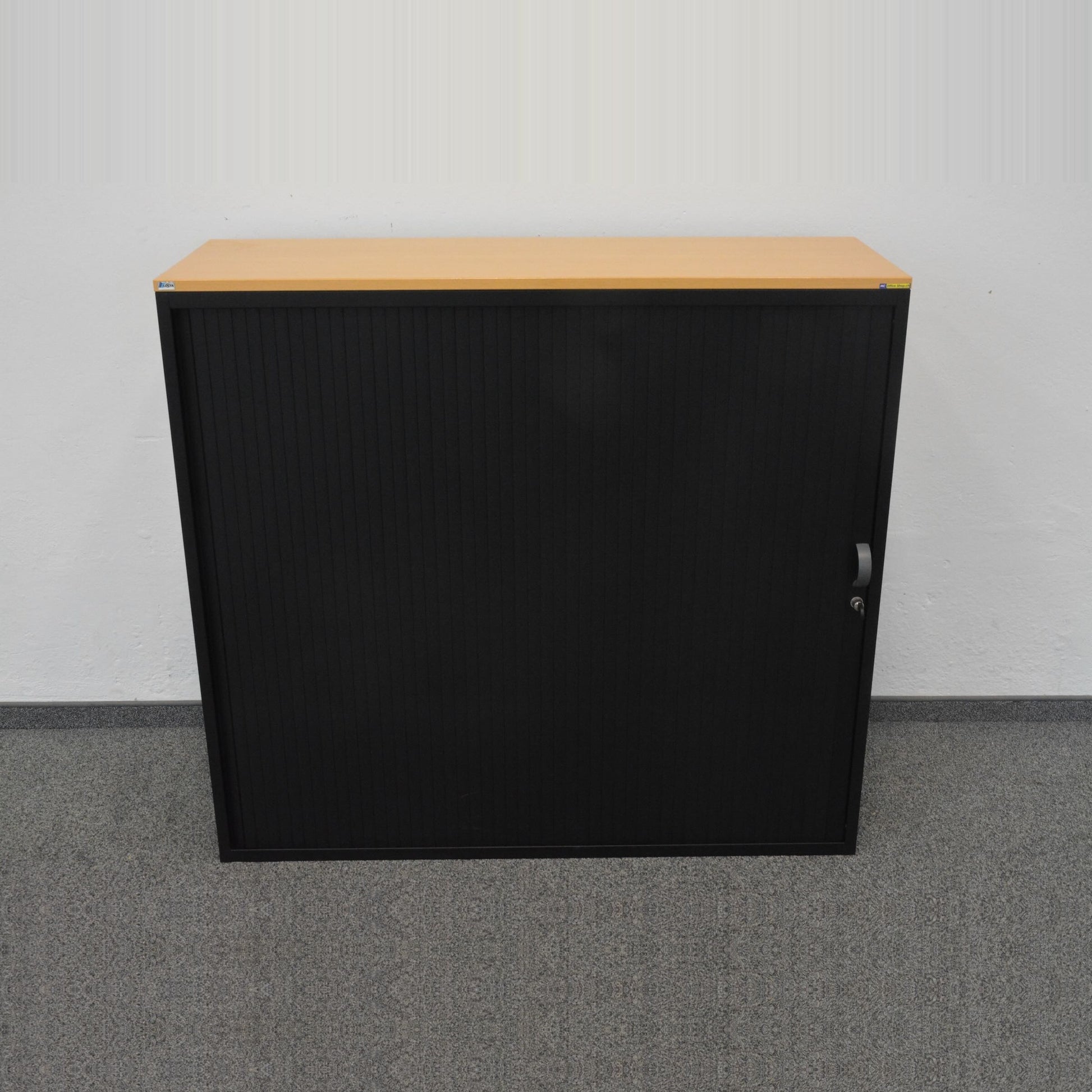 Lista Office Storage Lateralschrank Metall Schwarz mit Holzdeckblatt