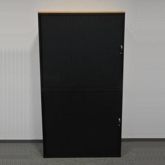 Lista Office Storage Lateralschrank Metall Schwarz mit Holzdeckblatt