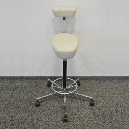 Vitra Nelson Perch Arbeitsstuhl mit Armstütze Leder Beige