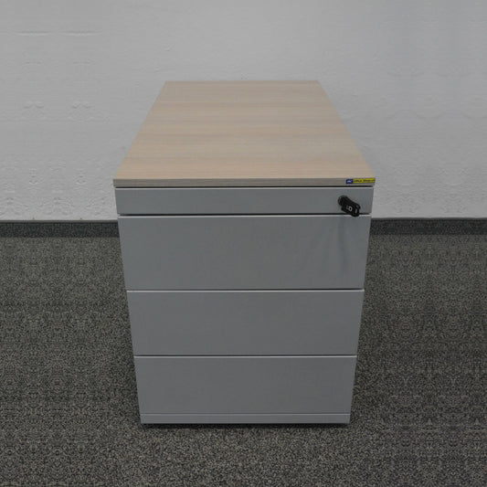 Steelcase Tenaro Roll-Korpus Silbergrau mit Akazien Deckblatt