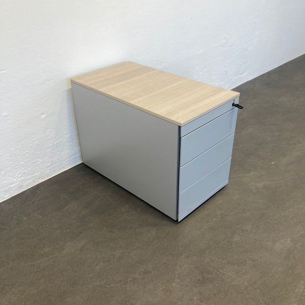 Steelcase IMPLICIT Roll-Korpus 4 Schubladen Silbergrau-Akazie mit Schlüssel