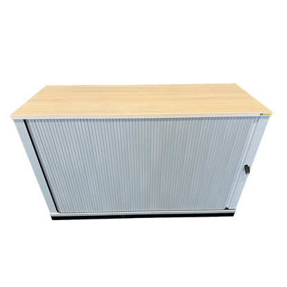 Steelcase Share It Lateralschrank Spanplatte Silbergrau mit Deckblatt Akazie - 6036526
