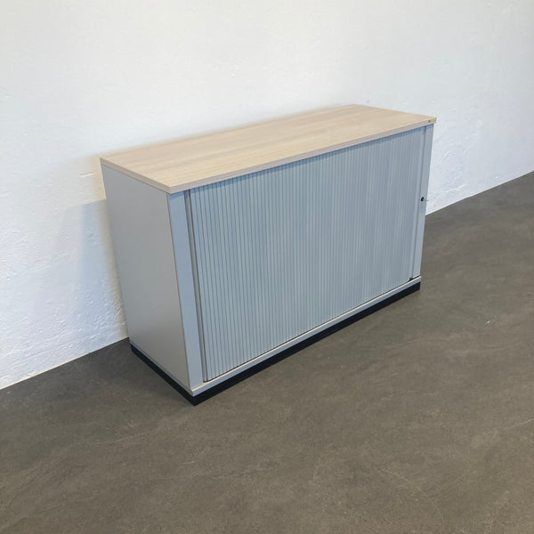 Steelcase Share It Lateralschrank 2-OH - Akazie-Silbergrau-Schwarz mit Schlüssel
