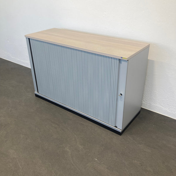 Steelcase Share It Lateralschrank 2-OH - Akazie-Silbergrau-Schwarz mit Schlüssel
