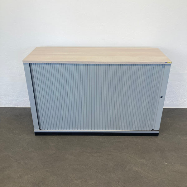 Steelcase Share It Lateralschrank 2-OH - Akazie-Silbergrau-Schwarz ohne Schlüssel