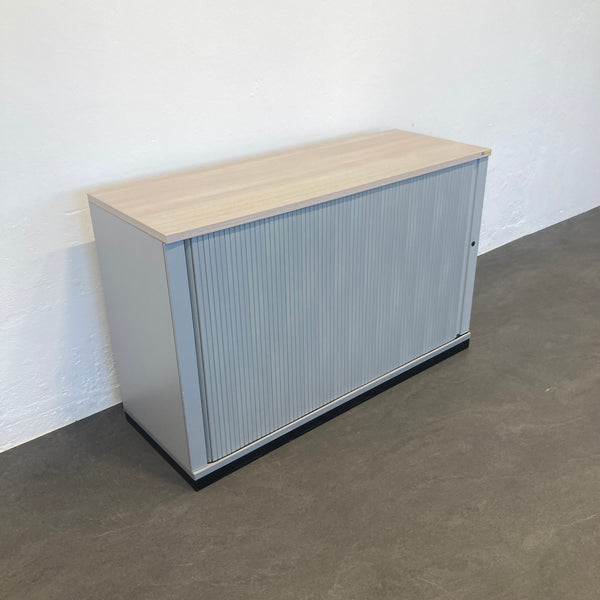Steelcase Share It Lateralschrank 2-OH - Akazie-Silbergrau-Schwarz ohne Schlüssel